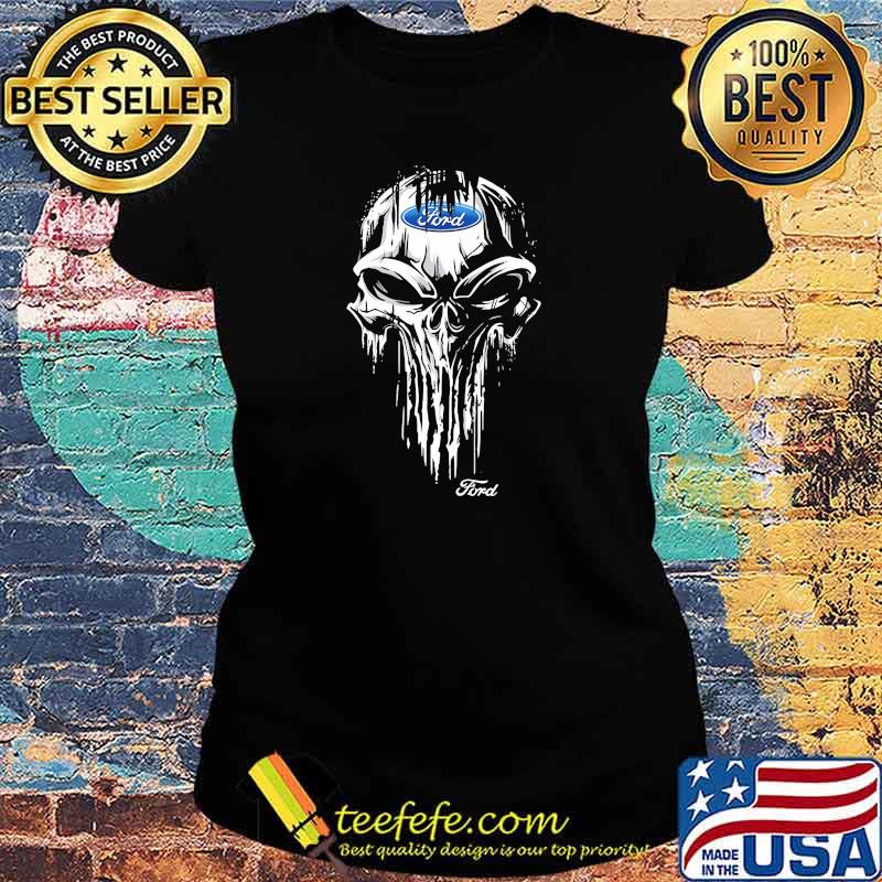 Punisher Skull With Ford Car Logo Symbol Shirt Ladies tee Punisher Skull With Ford Car Logo Symbol Shirt Ladies tee