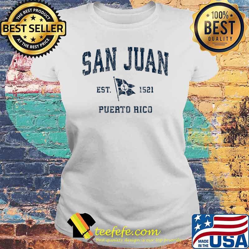 San Juan PR Sports Navy Boat Anchor Flag Shirt Laides tee San Juan PR Sports Navy Boat Anchor Flag Shirt Laides tee