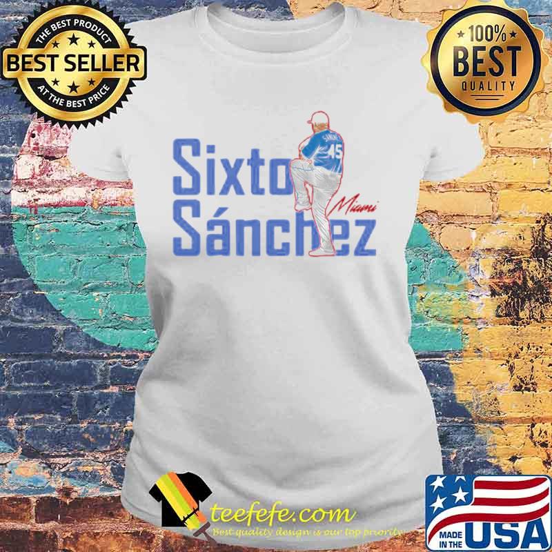 Sixto Sanchez Miami Marlins 2021 Laides tee Sixto Sanchez Miami Marlins 2021 Laides tee
