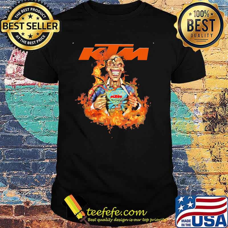 Skull Superman With Logo Ktm Motorcycle Fire Shirt