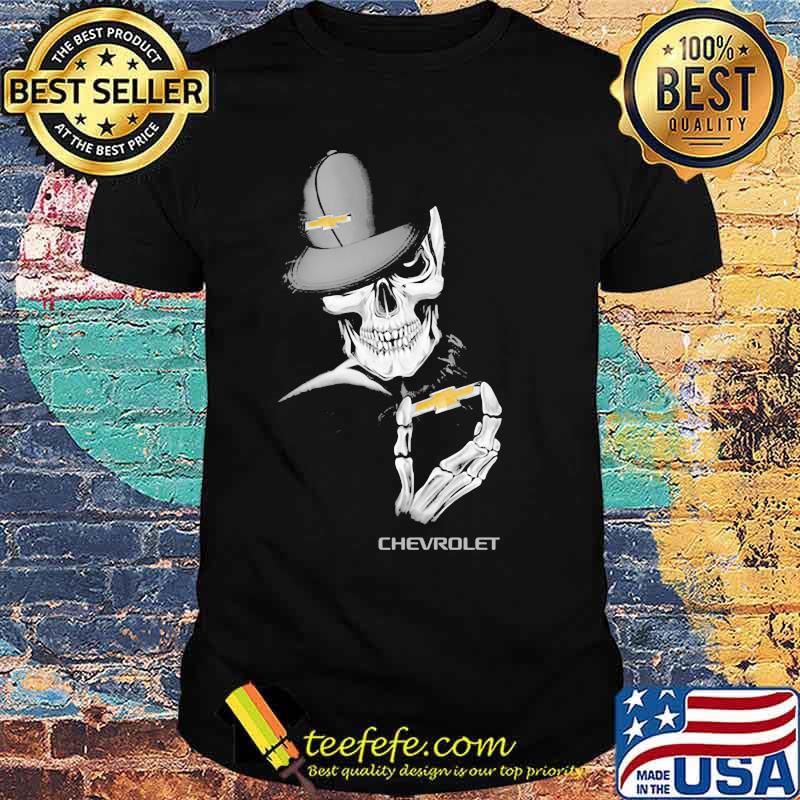 Skull Wear Hat And Hug Chevrolet Logo Shirt