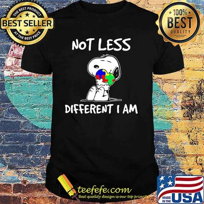 Snoopy Hug Heart Autism Awareness Not Less Different I Am Shirt