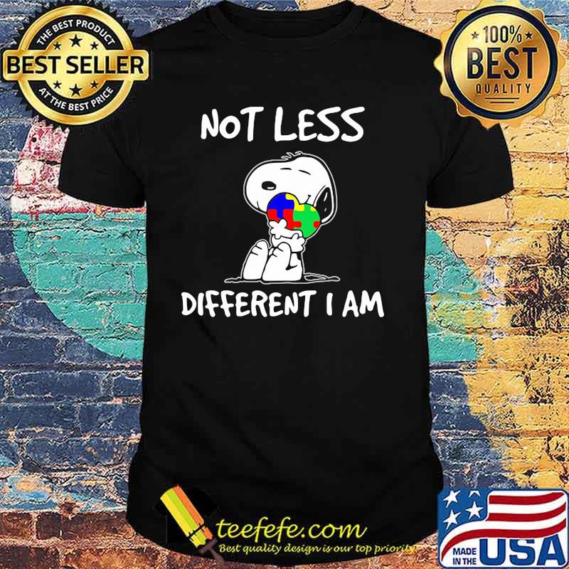 Snoopy Hug Heart Autism Awareness Not Less Different I Am Shirt