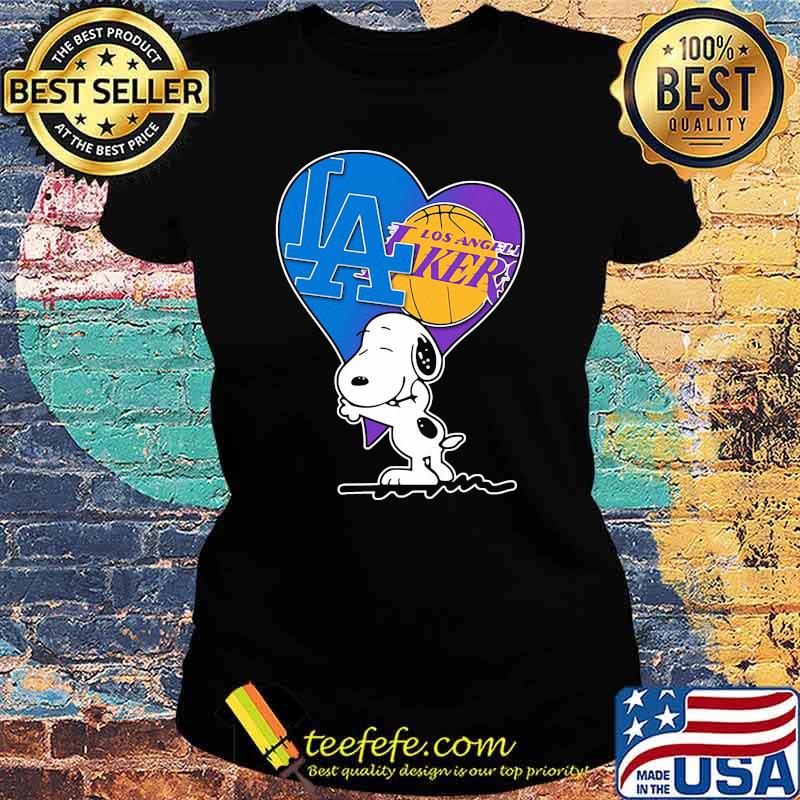 Snoopy Lover Los Angeles Lakers And Dodgers Shirt Ladies tee Snoopy Lover Los Angeles Lakers And Dodgers Shirt Ladies tee