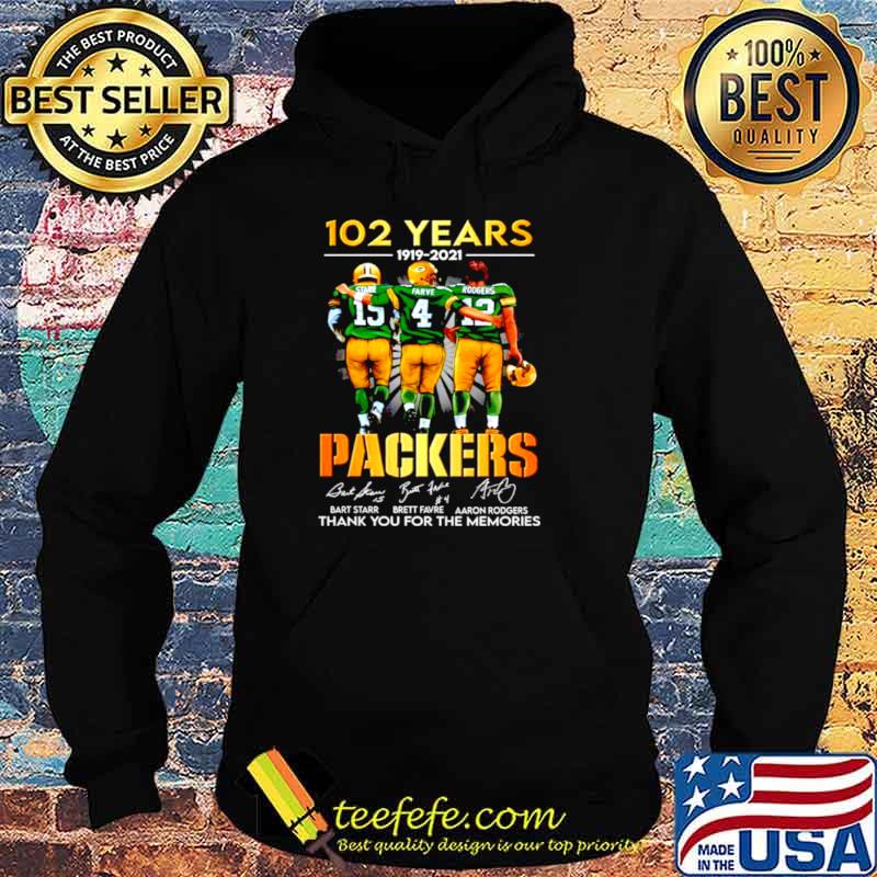 Starr Favre Rodgers 102 Years 1919 2021 Green Bay Packers signatures Hoodie Starr Favre Rodgers 102 Years 1919 2021 Green Bay Packers signatures Hoodie
