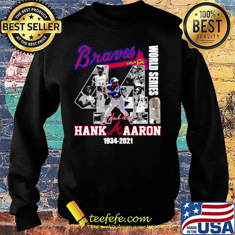 The Hank Aaron 1934 2021 Braves World Series Champions Signature Sweater The Hank Aaron 1934 2021 Braves World Series Champions Signature Sweater