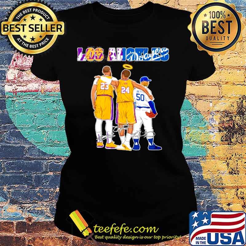 The Los Angeles Sports 23 Lebron James 24 Kobe Bryant And 50 Betts Signatures Ladies tee The Los Angeles Sports 23 Lebron James 24 Kobe Bryant And 50 Betts Signatures Ladies tee