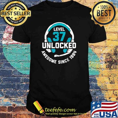 37th Birthday Gift Level 37 Unlocked Awesome Since 1984 Shirt