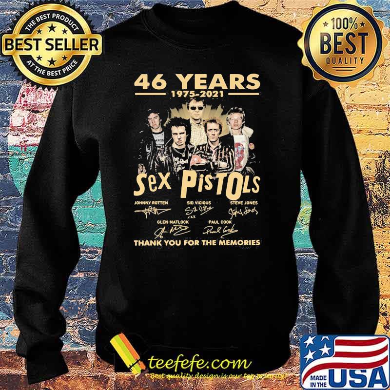 46 Years 1975 2021 Sex Pistols Thank You For The Memories Signature Shirt Sweater 46 Years 1975 2021 Sex Pistols Thank You For The Memories Signature Shirt Sweater