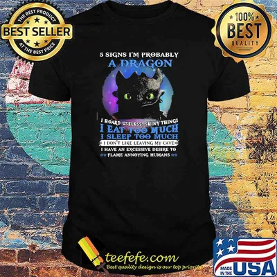 5 Signs Im Probably A Dragon I Hoard Useless Shiny Things I Eat Too Much I Sleep Too Much Toothless Shirt