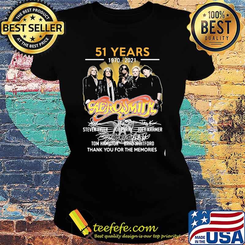 51 Years 1970 2021 Aerosmith Thank You For The Memories Signature Shirt Ladies tee 51 Years 1970 2021 Aerosmith Thank You For The Memories Signature Shirt Ladies tee