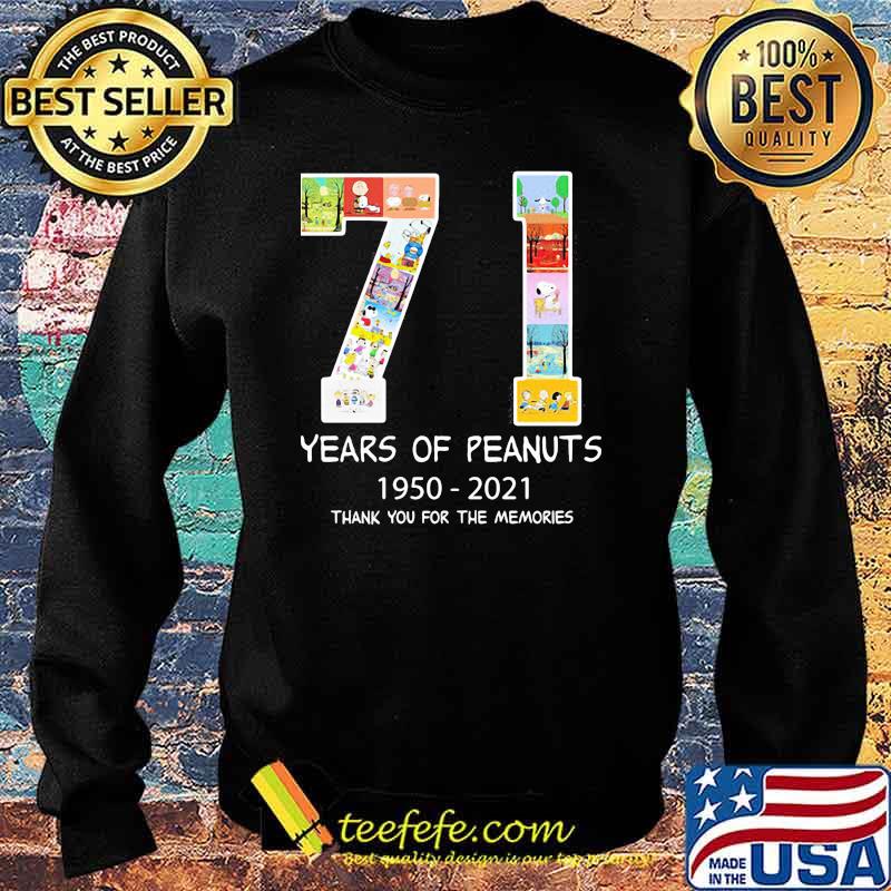 71 Years Of Peanuts 1950 2021 Thank You For The Memories Shirt Sweater 71 Years Of Peanuts 1950 2021 Thank You For The Memories Shirt Sweater