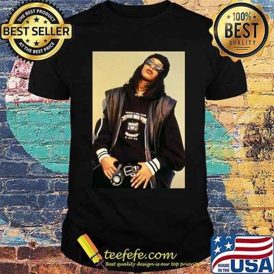 Aaliyah Black Leather Active Hip Hop Shirt