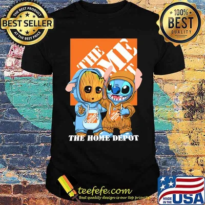 Baby Groot And Baby Stitch With The Home Depot Logo Shirt