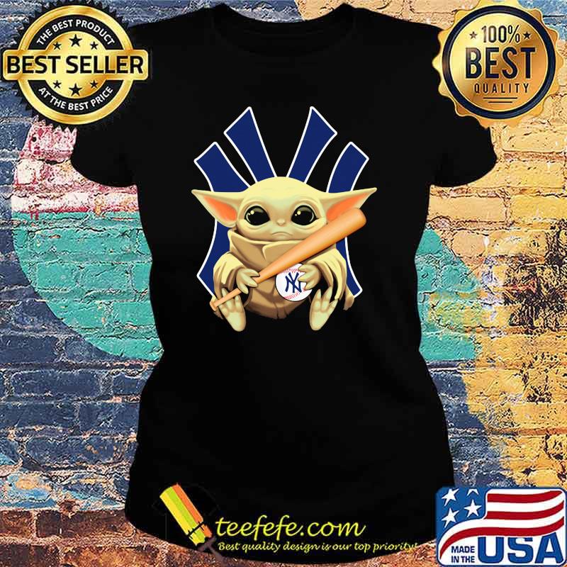 Baby Yoda Hug Ball Team New York Yankees Shirt Ladies tee Baby Yoda Hug Ball Team New York Yankees Shirt Ladies tee