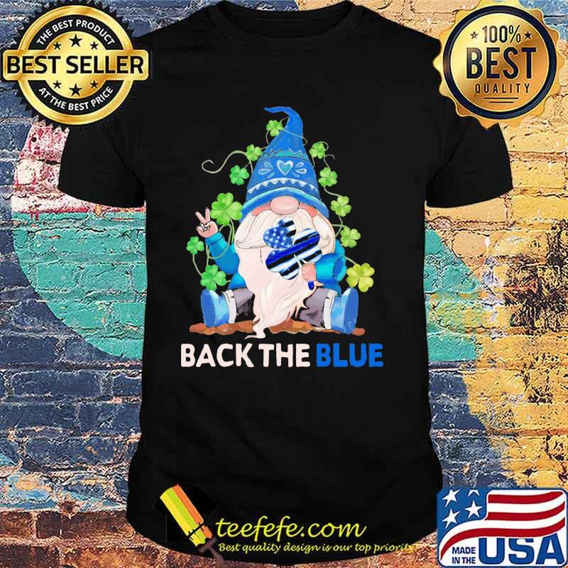 Back The Blue Police Gnome Patricks Day Shirt
