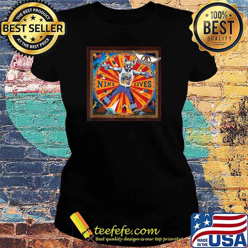 Cat Nine Lives Music Aerosmith Shirt Ladies tee Cat Nine Lives Music Aerosmith Shirt Ladies tee