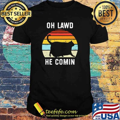 Chonk Cat Retro Style Oh Lawd He Comin Vintage Shirt