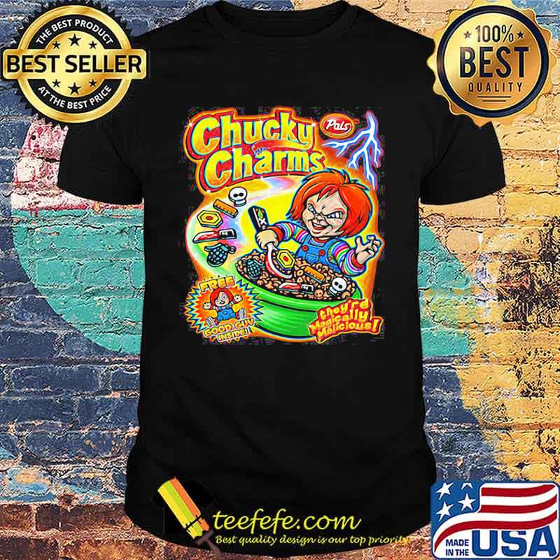 Chucky Charms Horror Movie Cereal Parody Shirt