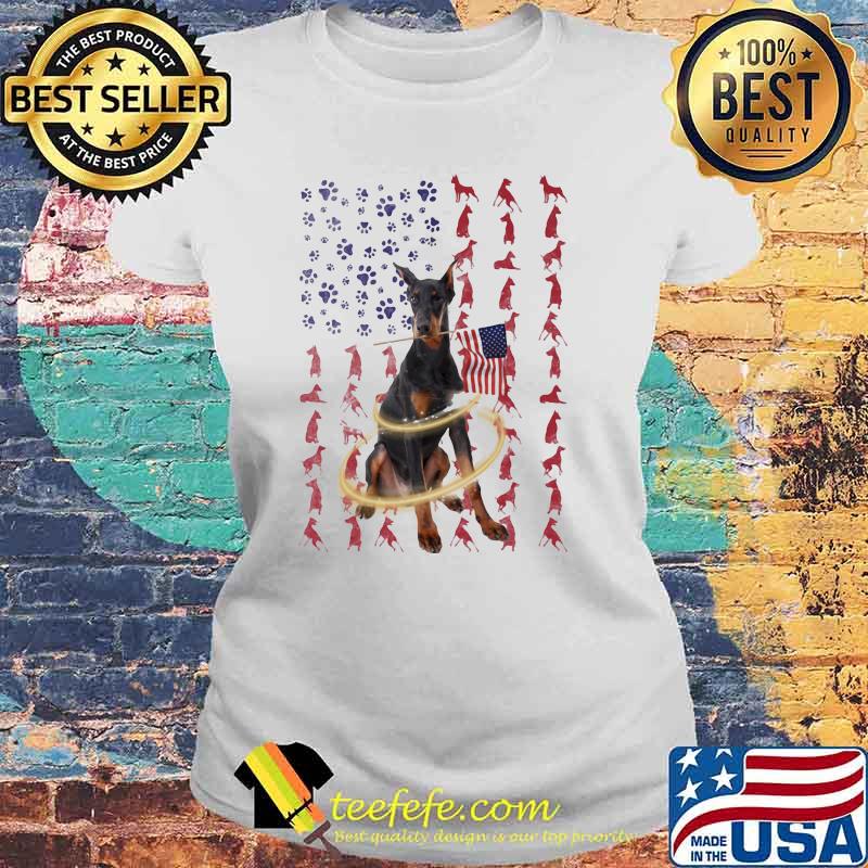 Doberman Pinscher With Flag Shirt Laides tee Doberman Pinscher With Flag Shirt Laides tee