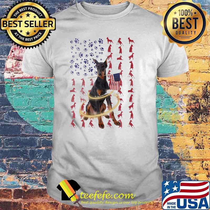 Doberman Pinscher With Flag Shirt
