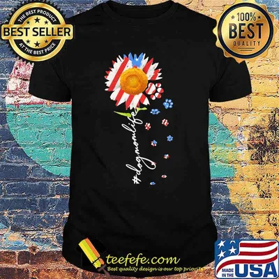 Dog Mom Life Sunflower American Flag Shirt