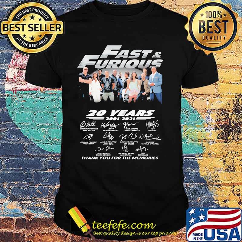 Fast And Furious 20 Years 2001 2021 Thank You For The Memories Signatures Shirt