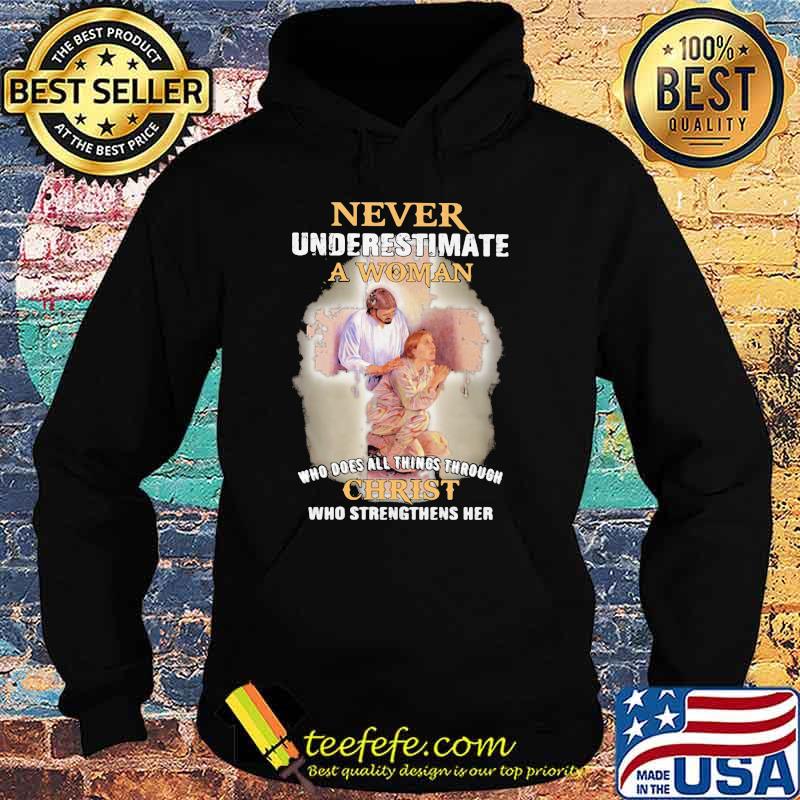 Female Veteran Never Underestimate A Woman who does all things through christ Hoodie Female Veteran Never Underestimate A Woman who does all things through christ Hoodie