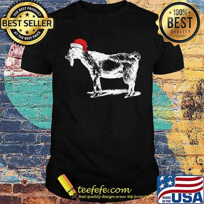 Goat in Santa Hat Christmas Pajama Shirt