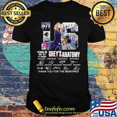 Greys Anatomy 16 Years Of 2005 2021 371 Episodes Thank You For The Memories Signatures shirt