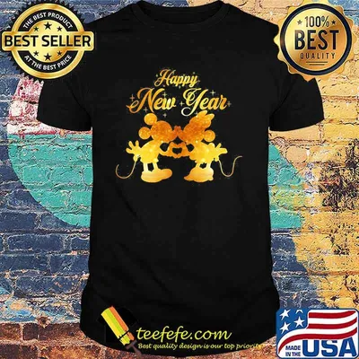 Happy New Year Minnie And Mickey Gold Shirt