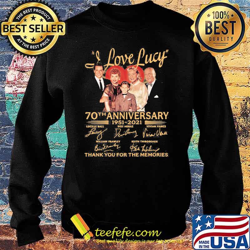 I Love Lucky 70th Anniversary 1951 2021 Thank You For The Memories Signature Shirt Sweater I Love Lucky 70th Anniversary 1951 2021 Thank You For The Memories Signature Shirt Sweater