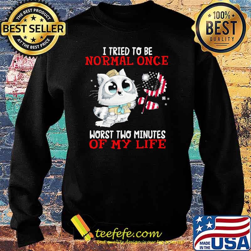 I Tried To Be Normal Once Worst Two Minutes Of My life Cat American Flag Sunflower Sweater I Tried To Be Normal Once Worst Two Minutes Of My life Cat American Flag Sunflower Sweater