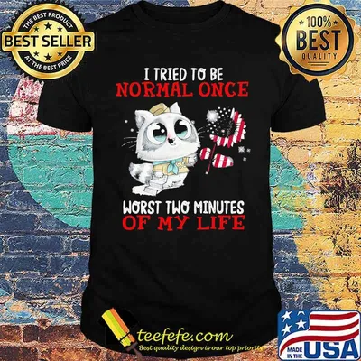 I Tried To Be Normal Once Worst Two Minutes Of My life Cat American Flag Sunflower shirt
