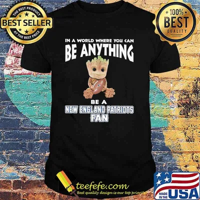 In A World Where You Can Be Anything Be A New England Patriots Fan Baby Groot Shirt