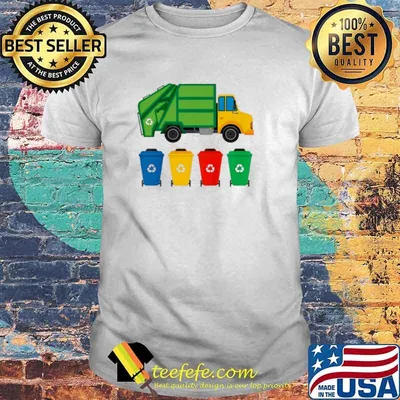 Kids garbage truck recycling bins earth day children toddler shirt