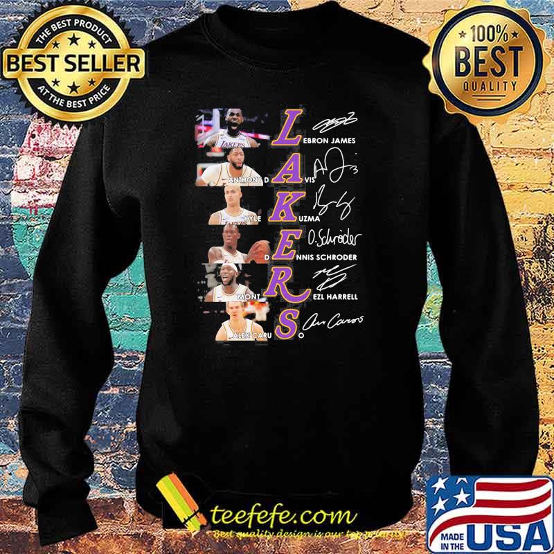 Lakers Lebron James Anthony Davis Kyle Kuzma Dennis Schroder Mont Rezl Harrell Alex Caruso signatures Sweater Lakers Lebron James Anthony Davis Kyle Kuzma Dennis Schroder Mont Rezl Harrell Alex Caruso signatures Sweater