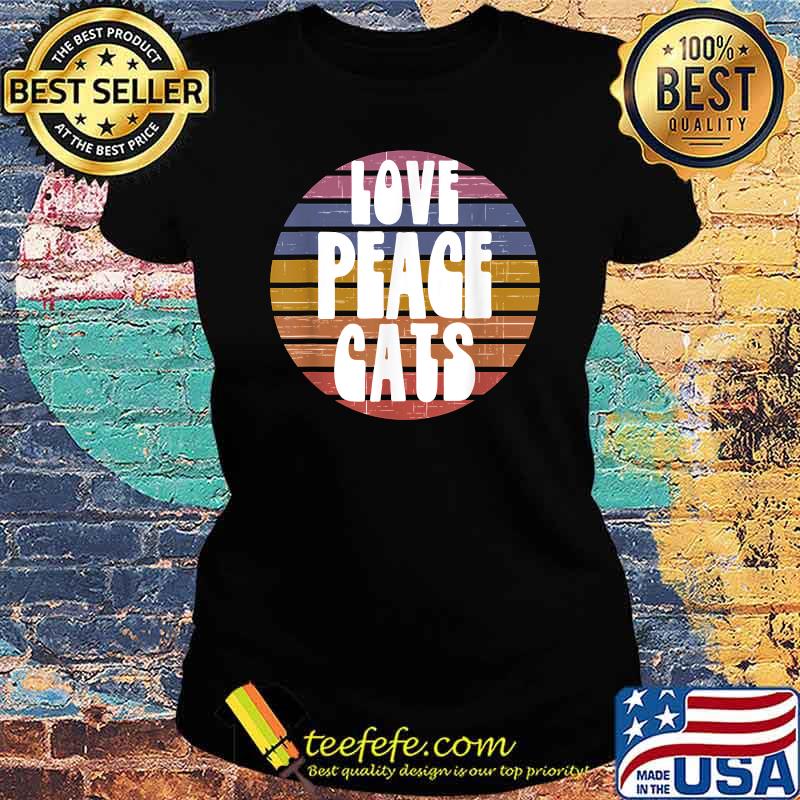 Love Peace Cats Retro Sunset vintage Shirt Ladies tee Love Peace Cats Retro Sunset vintage Shirt Ladies tee
