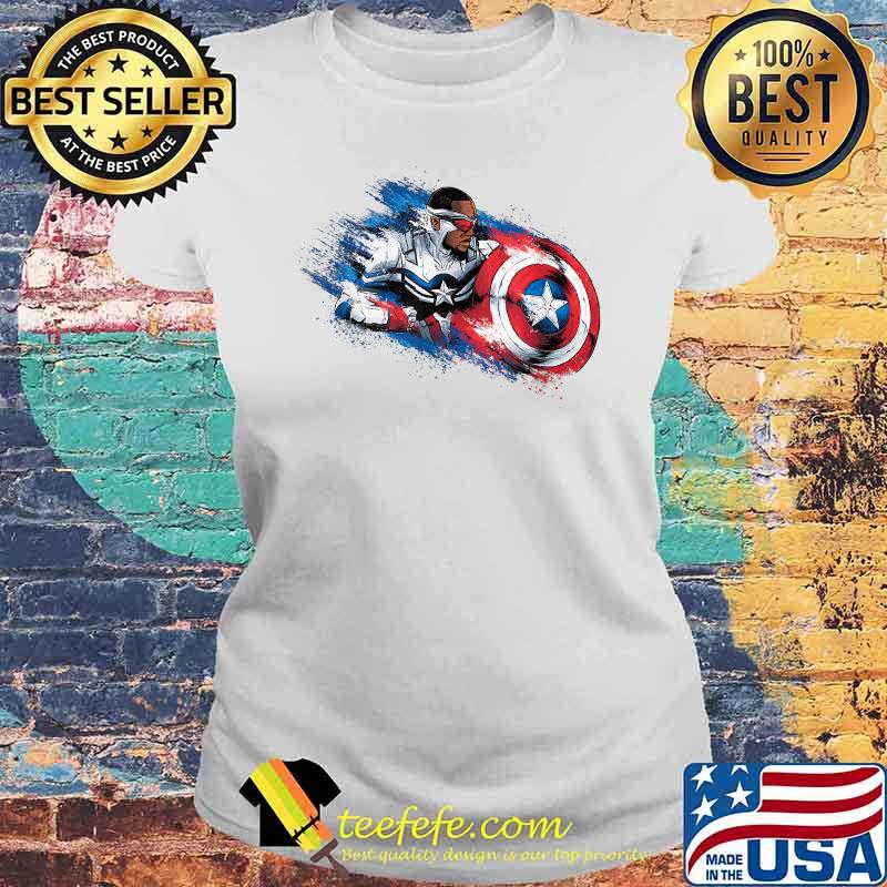Marvel The Falcon the Winter Soldier Captain America Paint Shirt Laides tee Marvel The Falcon the Winter Soldier Captain America Paint Shirt Laides tee
