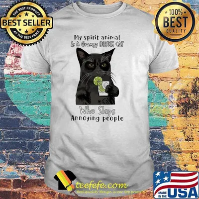 My Spirit Animal Is A Grumpy Drunk Cat Who Slaps Annoying People Cat Shirt
