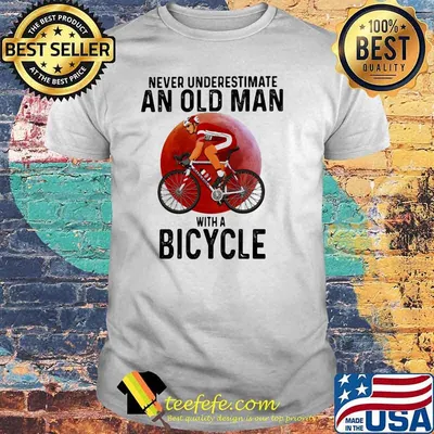 Never Underestimate An Old Man With A Bicycle Blood Moon Shirt