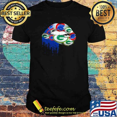 NFL Green Bay Packers and chicago cubs ipad Lips logo shirt