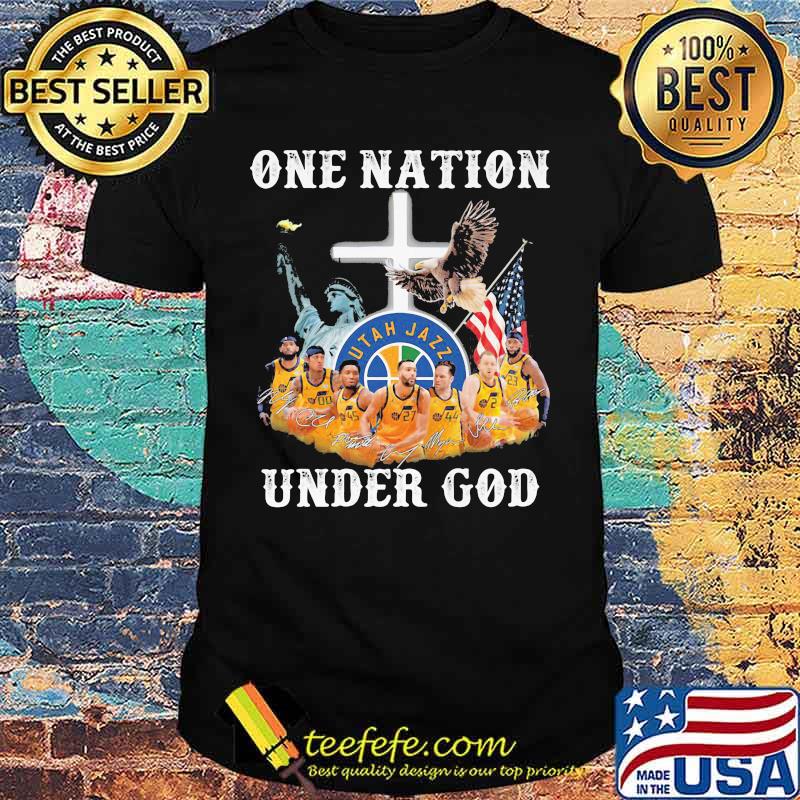 One Nation Under God Utah Jazz Signature American Flag Shirt
