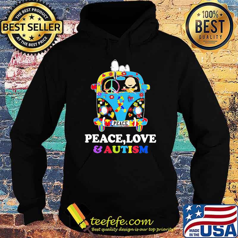 Peace Love And Autism Awareness Bus Snoopy Shirt Hoodie Peace Love And Autism Awareness Bus Snoopy Shirt Hoodie