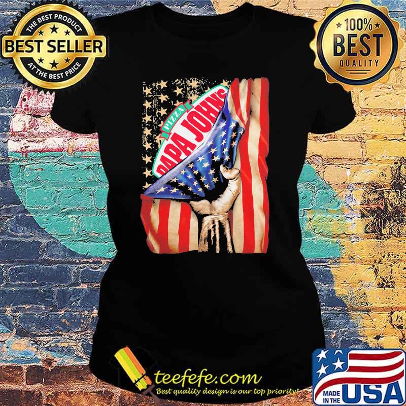 Pizza Papa Johns American Flag Shirt Ladies tee Pizza Papa Johns American Flag Shirt Ladies tee