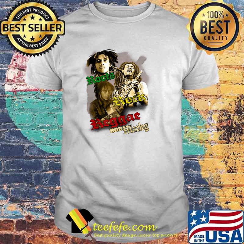 Roots Rock Love Bob Marley Playing Guitar Shirt