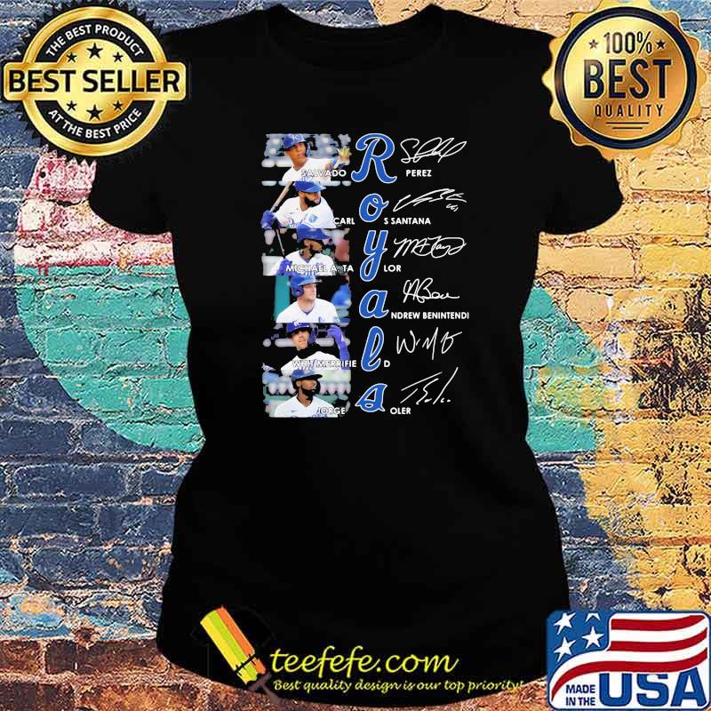 Royals Salvado Rperez Carlos Santana signature Ladies tee Royals Salvado Rperez Carlos Santana signature Ladies tee