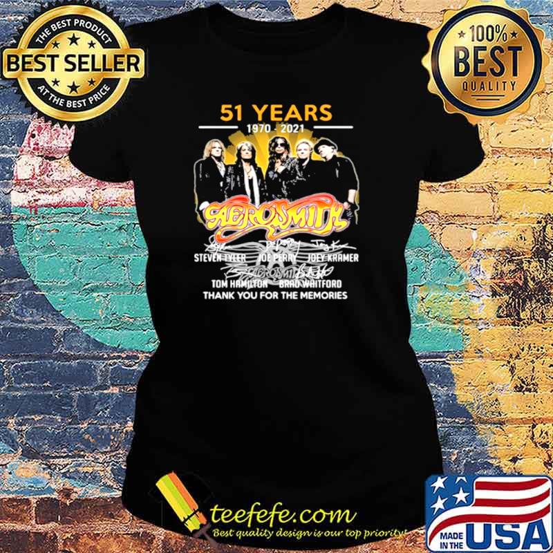 51 Years 1970 2021 Aerosmith Thank You For The Memories Signature Shirt Ladies tee 51 Years 1970 2021 Aerosmith Thank You For The Memories Signature Shirt Ladies tee