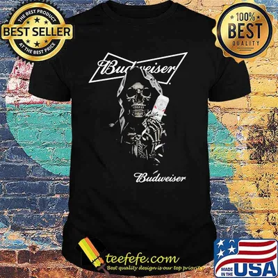 Skull Holding Budweiser Beer Logo Shirt