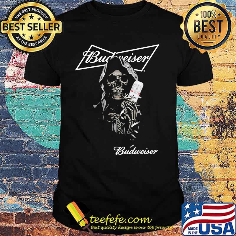 Skull Holding Budweiser Beer Logo Shirt Skull Holding Budweiser Beer Logo Shirt